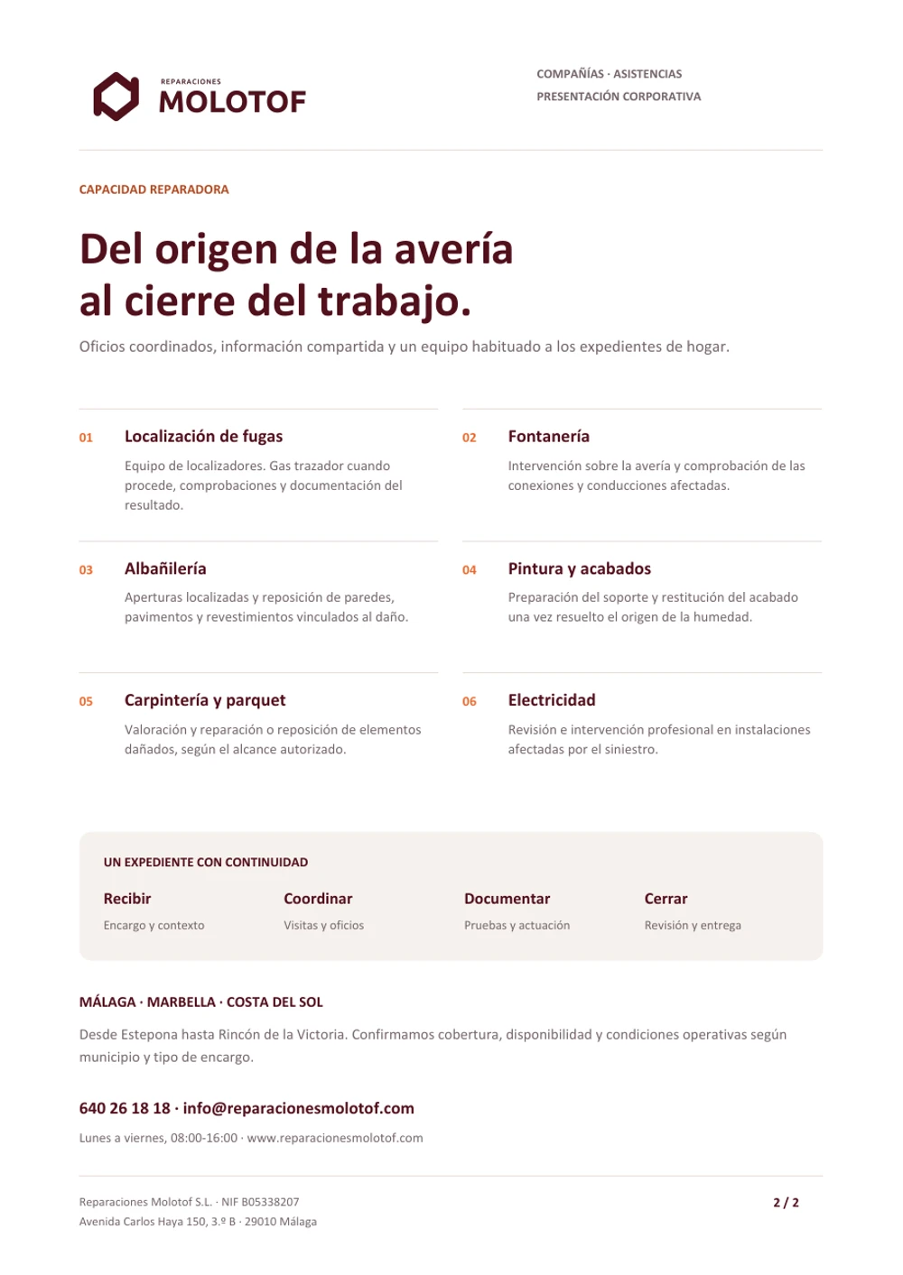 Ficha de capacidad reparadora y equipo de localizadores